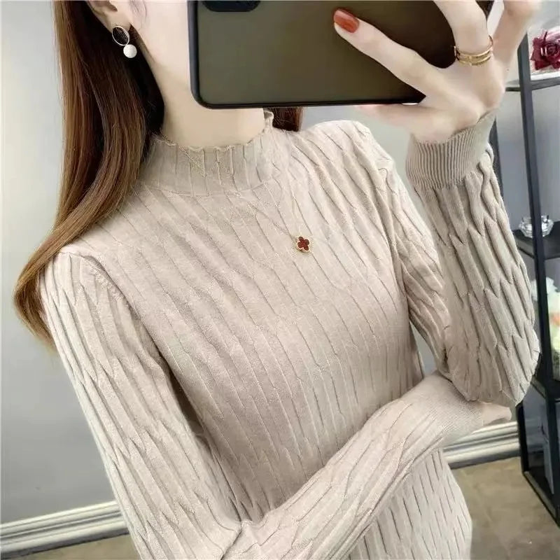 2023 Autumn Winter Turtleneck Thick Sweater Women Knitted Pullover Sweaters Long Sleeve Slim Jumper Soft Warm Pull Femme