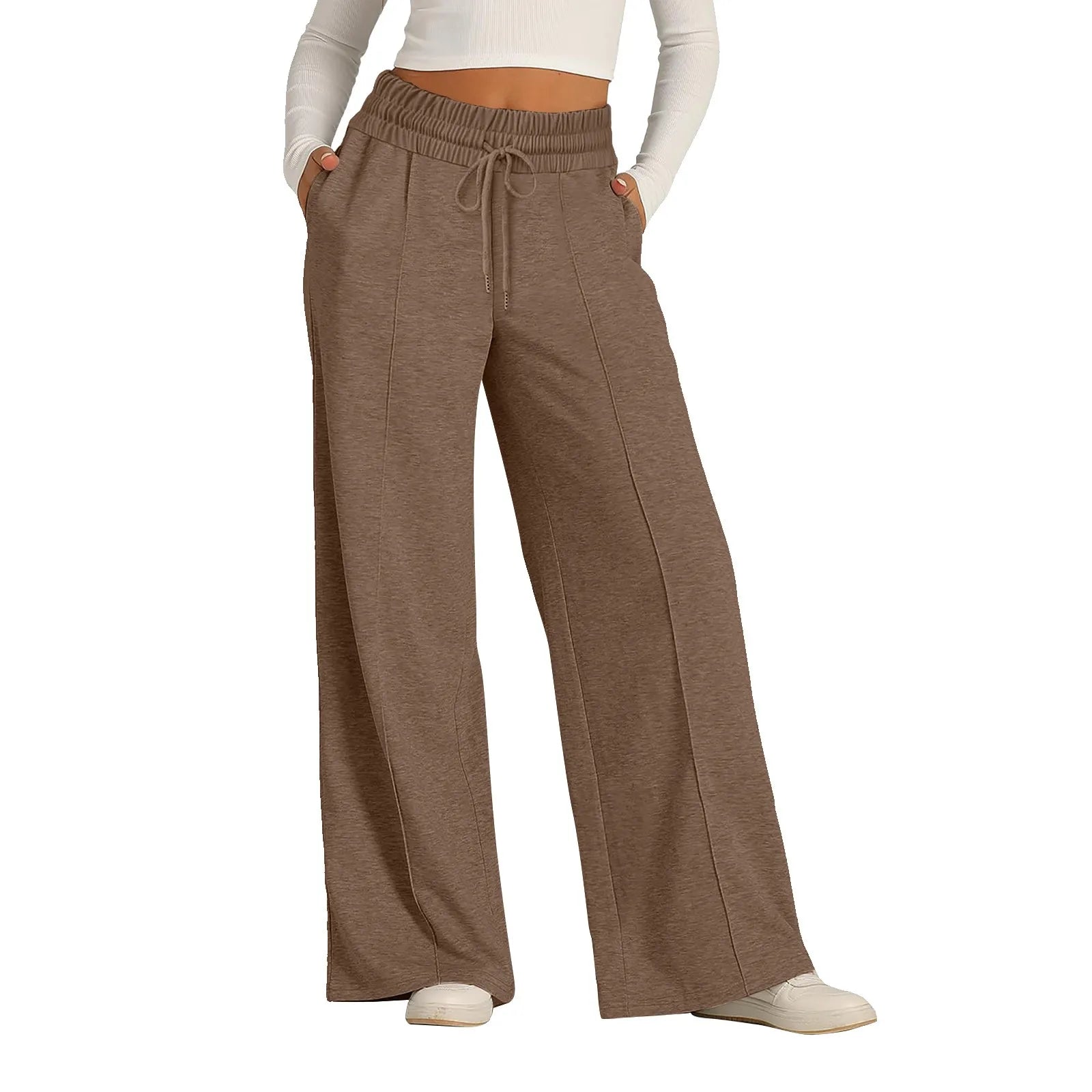 Wide Leg Pants For Women’S Fleece Lined Sweatpants Straight Pants Bottom All-Math Plain Fitness Joggers Pants Travel Basic