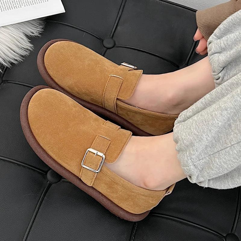 Thick bottoming women's retro spring and Autumn 2023 new loafers flat non-slip with skirt soft sole single shoes