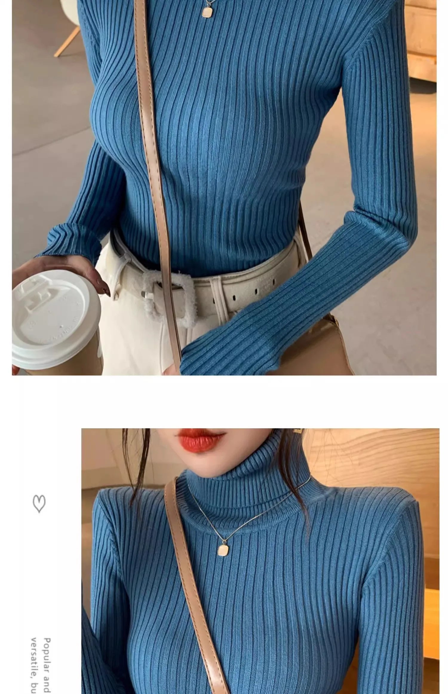 2025 Base Sweater Autumn Winter Thick Turtleneck Sweater Casual Slim Knitted Pullover Korean Style Simple Base Layer Warm Tops