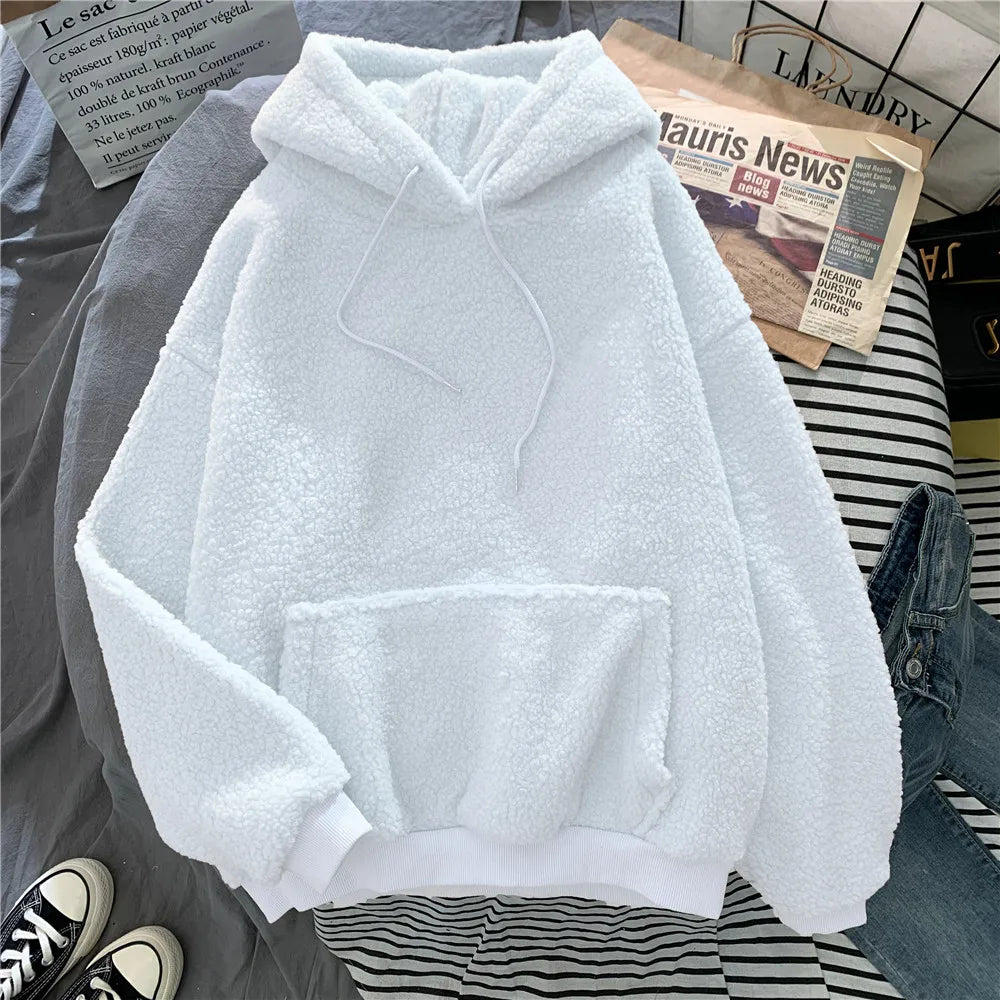 New Autumn Winter Clothes Thick Warm Coat Velvet Cashmere Women Hoody Sweatshirt Casual Tops Lady Loose Apricot Be Fun Pullover