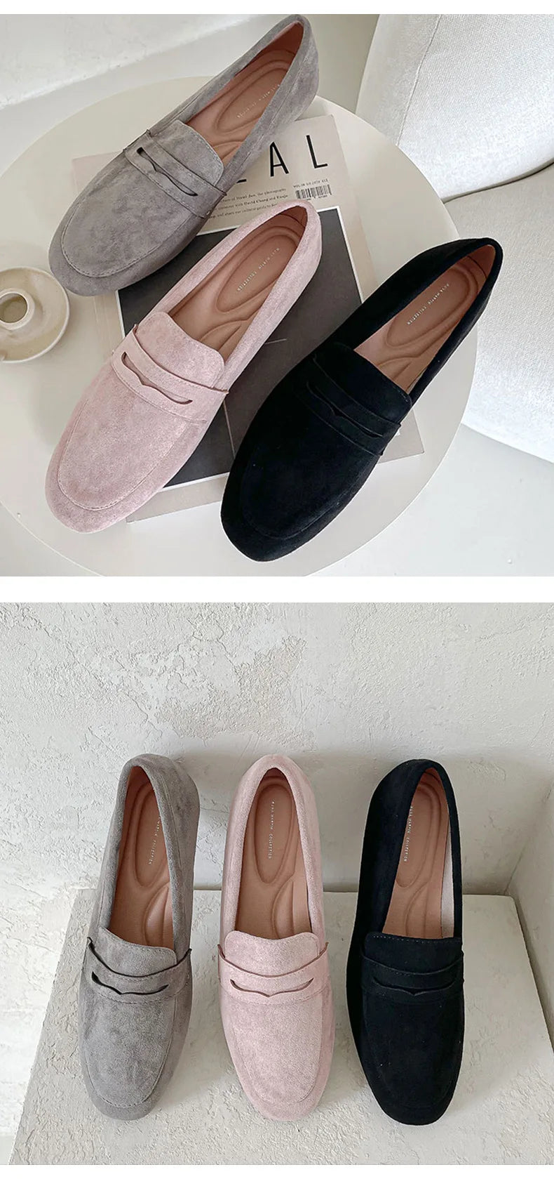 2022 New Women Flat Shoes Woman Loafers Spring Autumn Casual Suede Slip on Woman Shoe Comfortable Lightweight Shoe Mujer Sapato