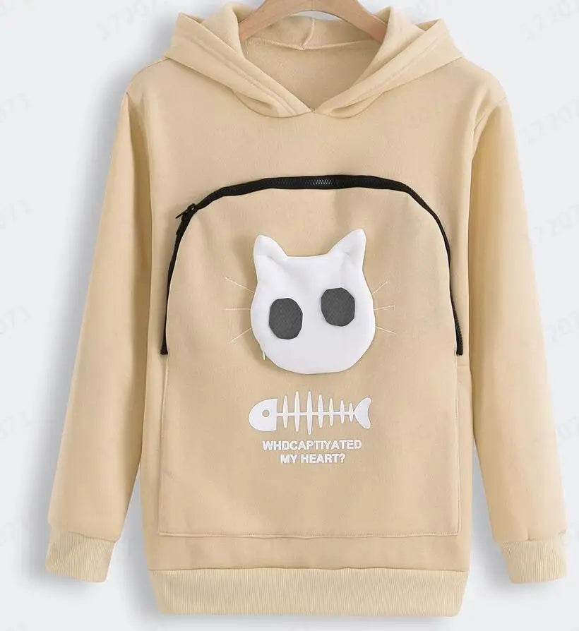 S-3XL  Cat Lovers Hooded Sweatshirt Kangaroo Dog Pet Paw Dropshipping Pullovers Cuddle Pouch  Fish  Pocket Hoodie