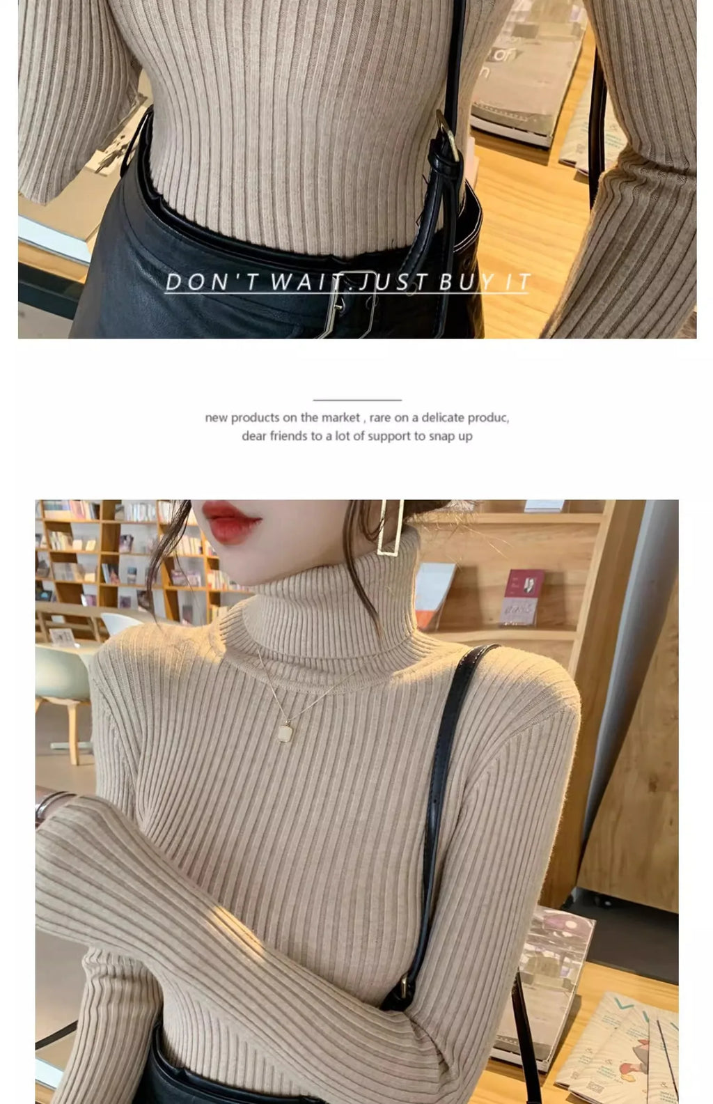 2025 Base Sweater Autumn Winter Thick Turtleneck Sweater Casual Slim Knitted Pullover Korean Style Simple Base Layer Warm Tops
