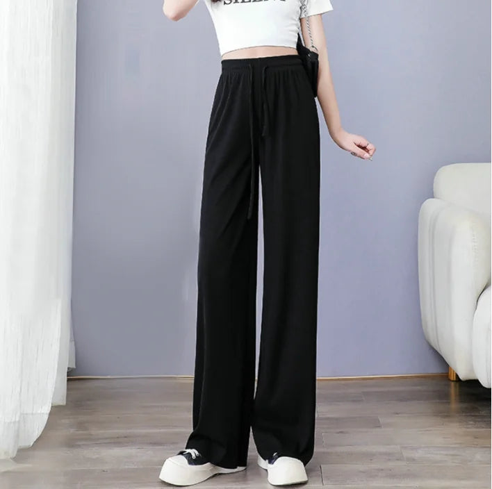 wide leg pant Korean version of the wild nine pants loose wide leg pants women summer sense high waist Straight InsTrouser pants