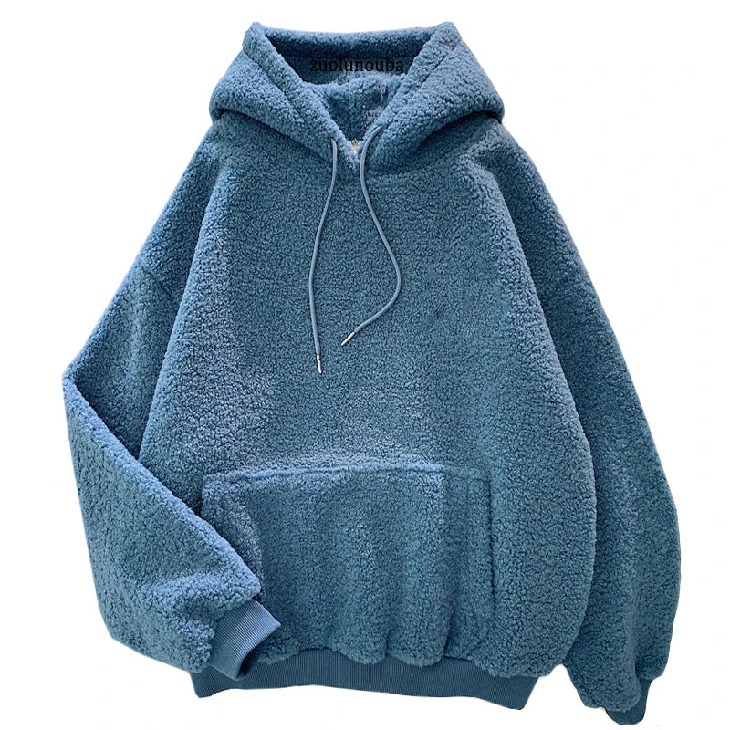 New Autumn Winter Clothes Thick Warm Coat Velvet Cashmere Women Hoody Sweatshirt Casual Tops Lady Loose Apricot Be Fun Pullover