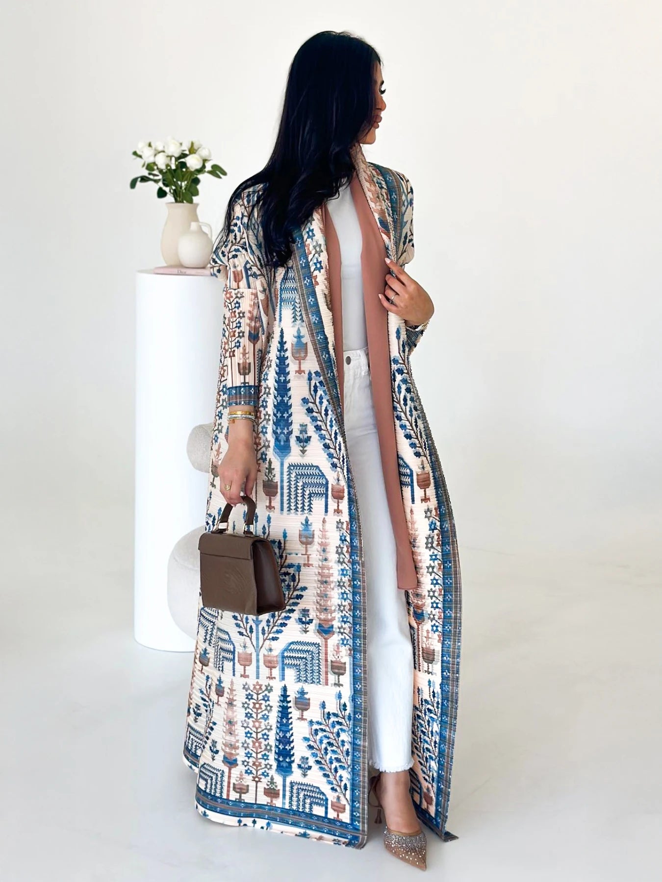 Arabian Dubai Pleated Robe Coat For Women Formal Fashion Clothing Luxury Evening Long Robe Female Plus Size Long Sleeves Coats