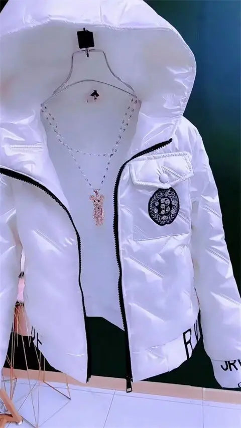 Autumn Winter 2025 New Women Jacket Bright Cotton Clothes Parkas Fashion Hooded Coat