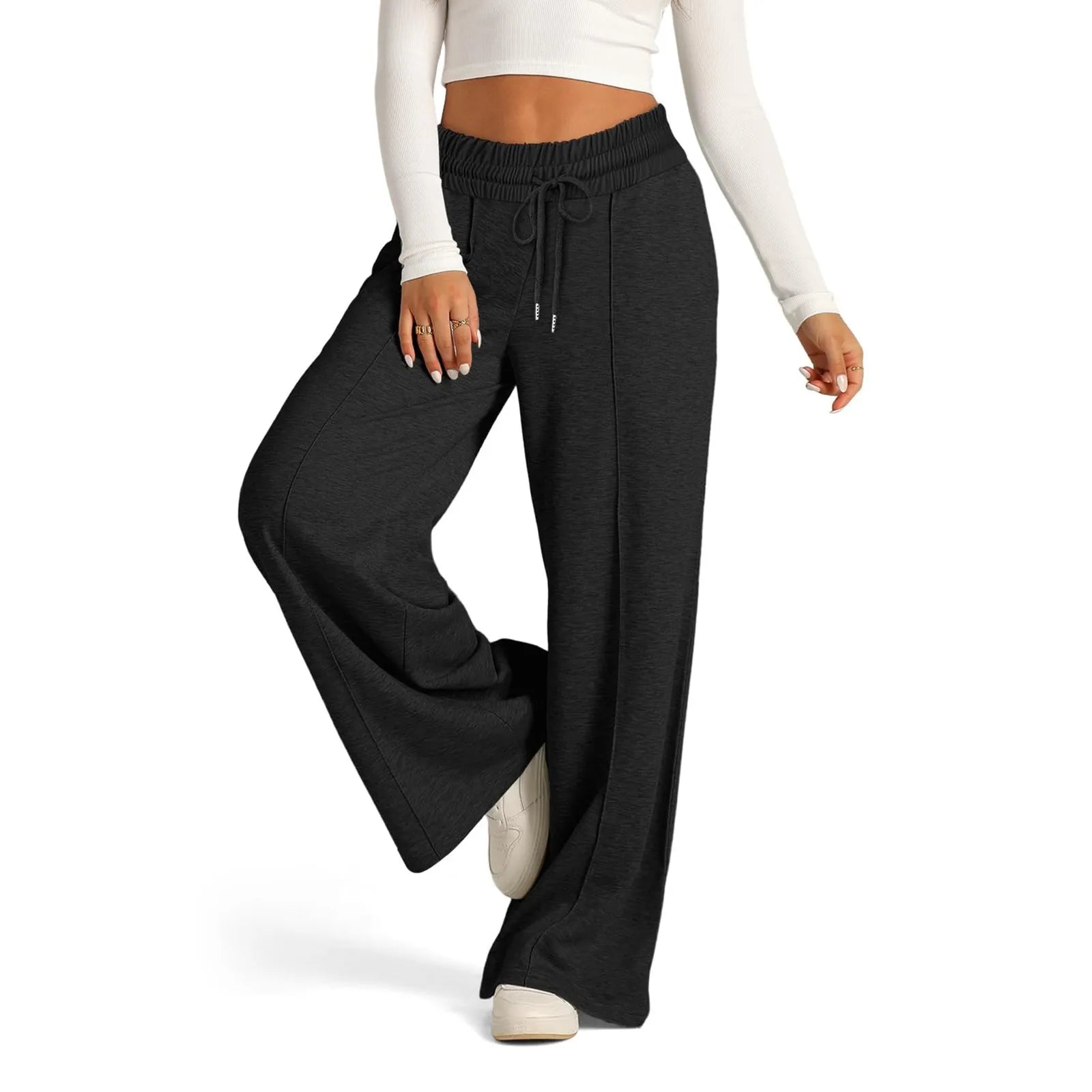 Wide Leg Pants For Women’S Fleece Lined Sweatpants Straight Pants Bottom All-Math Plain Fitness Joggers Pants Travel Basic