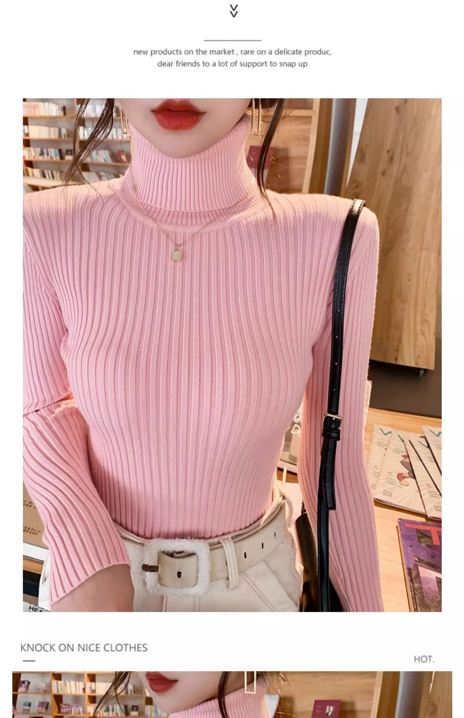 2025 Base Sweater Autumn Winter Thick Turtleneck Sweater Casual Slim Knitted Pullover Korean Style Simple Base Layer Warm Tops