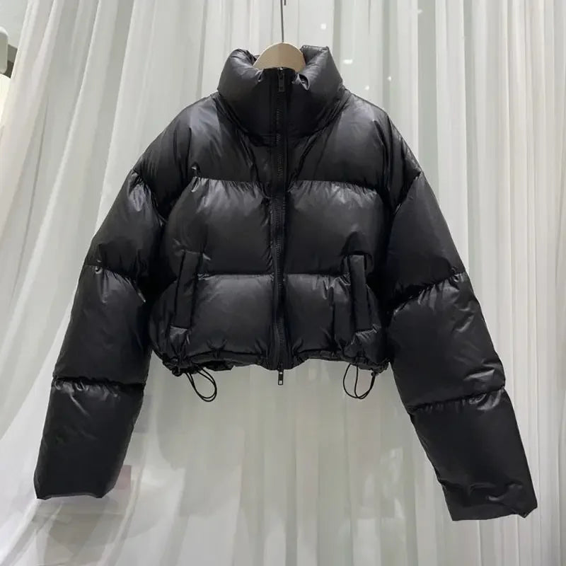Women's Short Loose Thickened Cotton Jacket Stand Collar Fashionable Autumn Winter Outerwear Bread Style Small Size Friendly