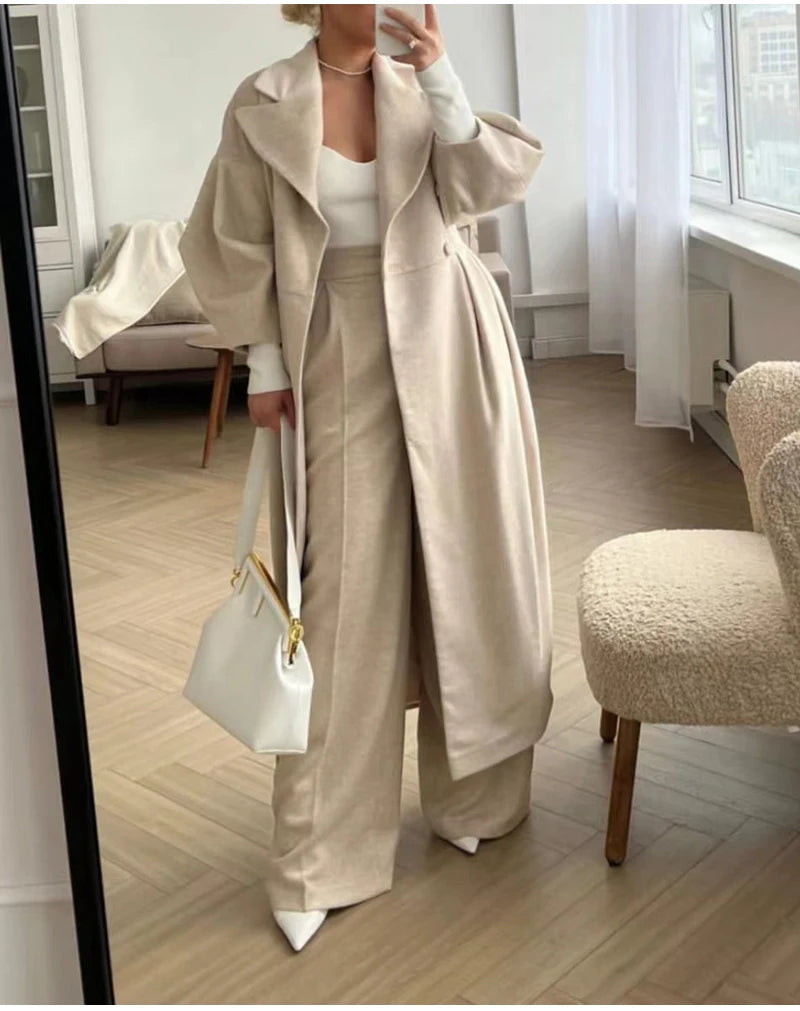 Winter Coat For Women Fashion Solid Loose Lapel Double Breasted Trench Vintage Long Sleeve Jackets Warm Thick Woman New In Coats