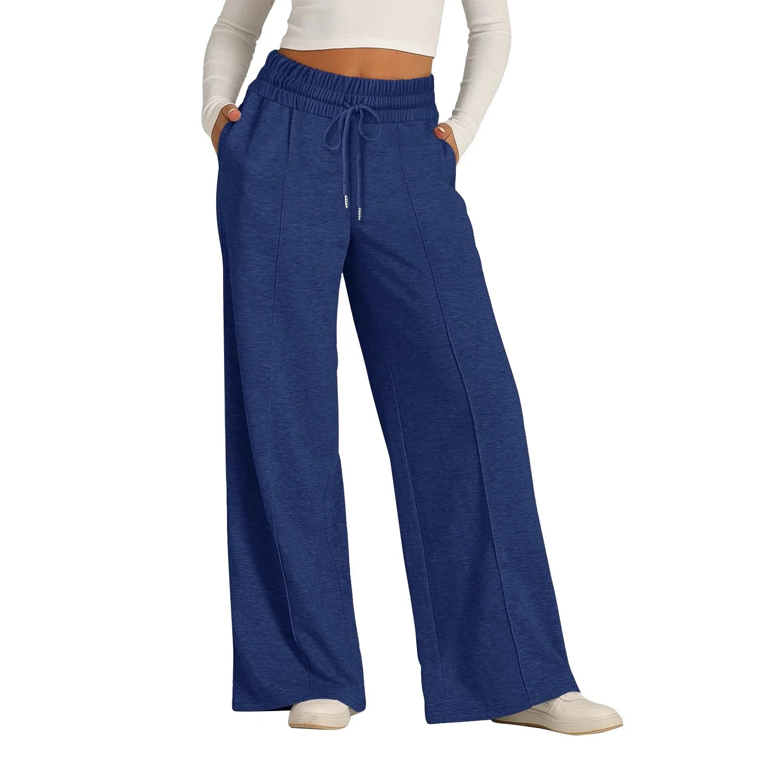 Wide Leg Pants For Women’S Fleece Lined Sweatpants Straight Pants Bottom All-Math Plain Fitness Joggers Pants Travel Basic
