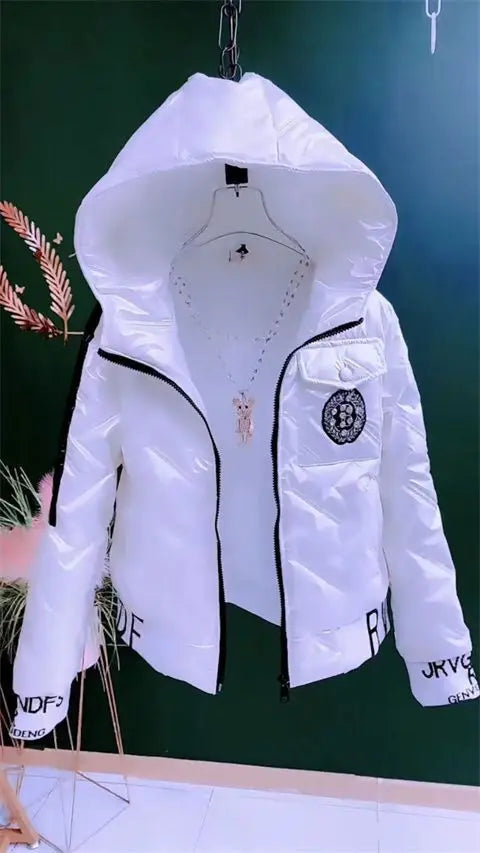 Autumn Winter 2025 New Women Jacket Bright Cotton Clothes Parkas Fashion Hooded Coat