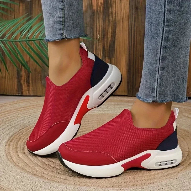 Woman Sneakers Solid Color Fashion Platform Breathable Vulcanize Walking Running Tenis Lace Up Casual Wedges Mesh Sports Shoes