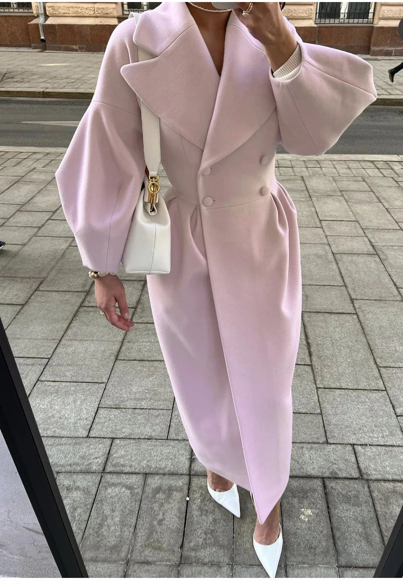 Winter Coat For Women Fashion Solid Loose Lapel Double Breasted Trench Vintage Long Sleeve Jackets Warm Thick Woman New In Coats