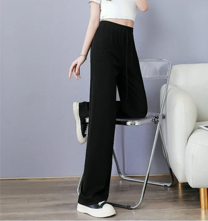 wide leg pant Korean version of the wild nine pants loose wide leg pants women summer sense high waist Straight InsTrouser pants