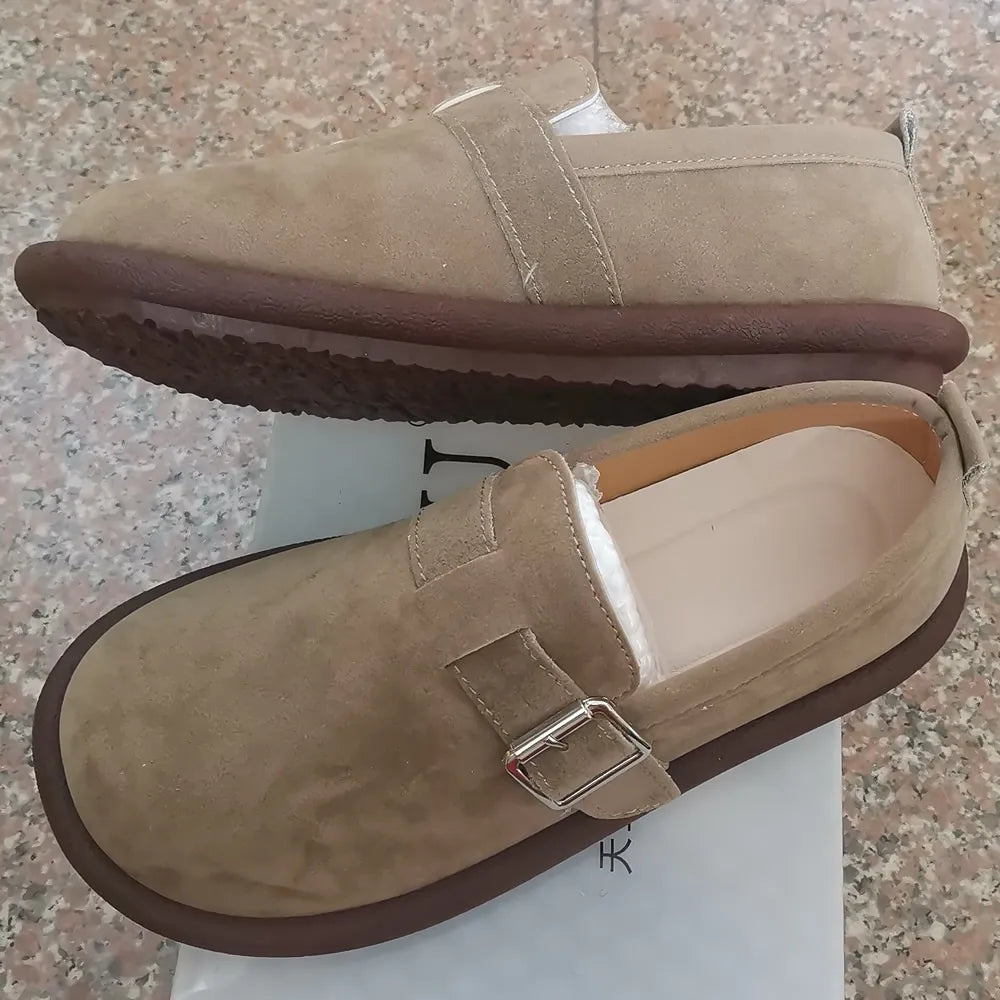 Thick bottoming women's retro spring and Autumn 2023 new loafers flat non-slip with skirt soft sole single shoes