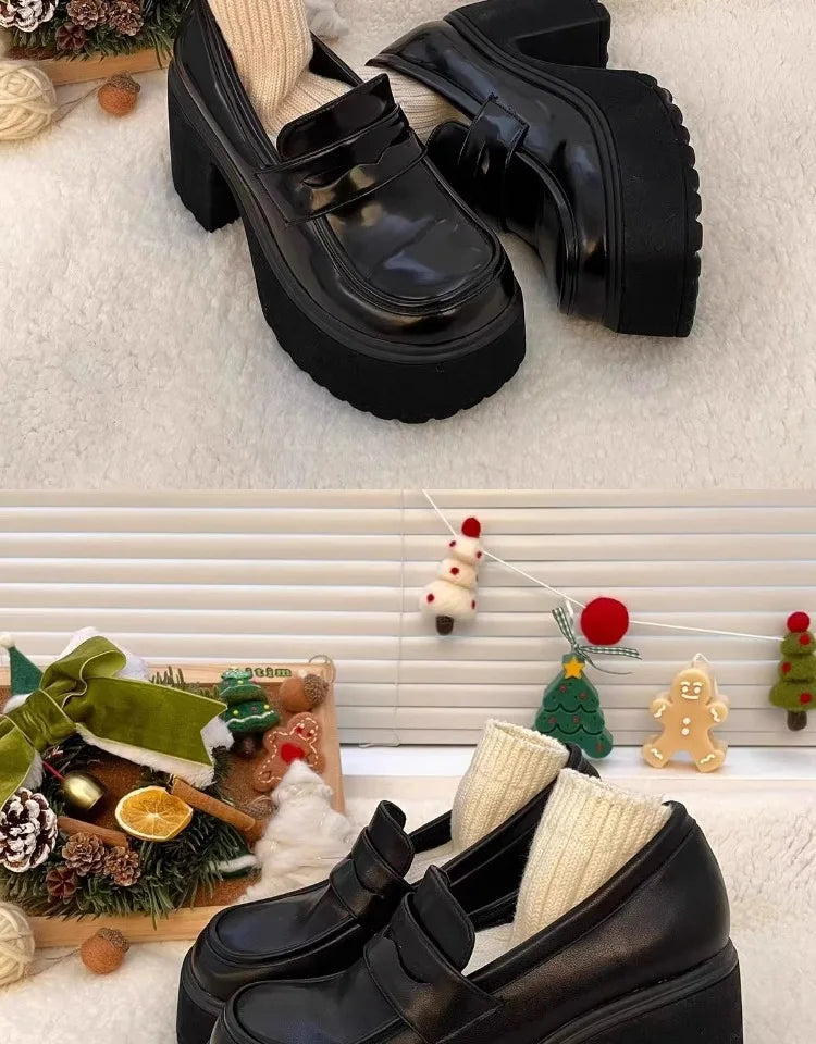 women's thick soled shoes Hot Sale Women Retro Pumps High Heels Fashion comfort Loafers Woman Uniform Mary Jane Shoes Ladies ﻿