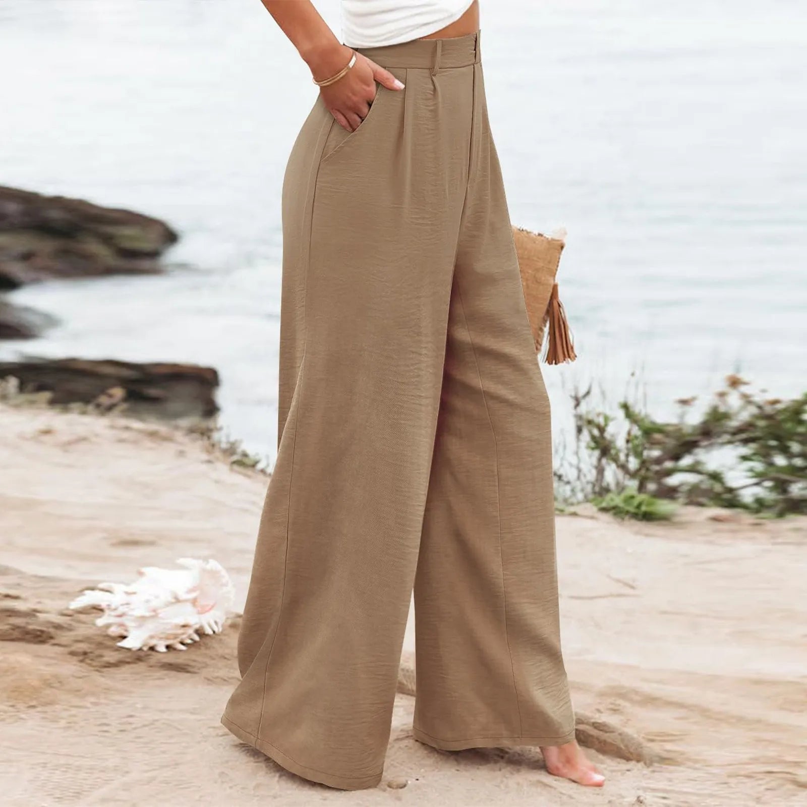 Women's Wide Leg Pants High Elastic Waisted In The Back Business Work Trousers Long Casual Pants Pants for Women Women’s Pants