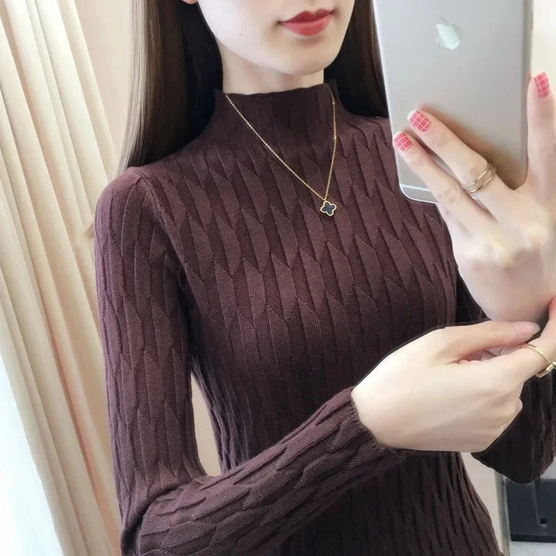 2023 Autumn Winter Turtleneck Thick Sweater Women Knitted Pullover Sweaters Long Sleeve Slim Jumper Soft Warm Pull Femme