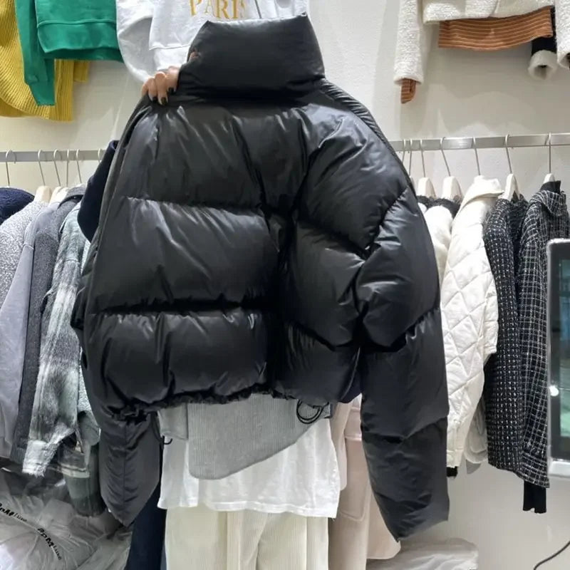 Women's Short Loose Thickened Cotton Jacket Stand Collar Fashionable Autumn Winter Outerwear Bread Style Small Size Friendly
