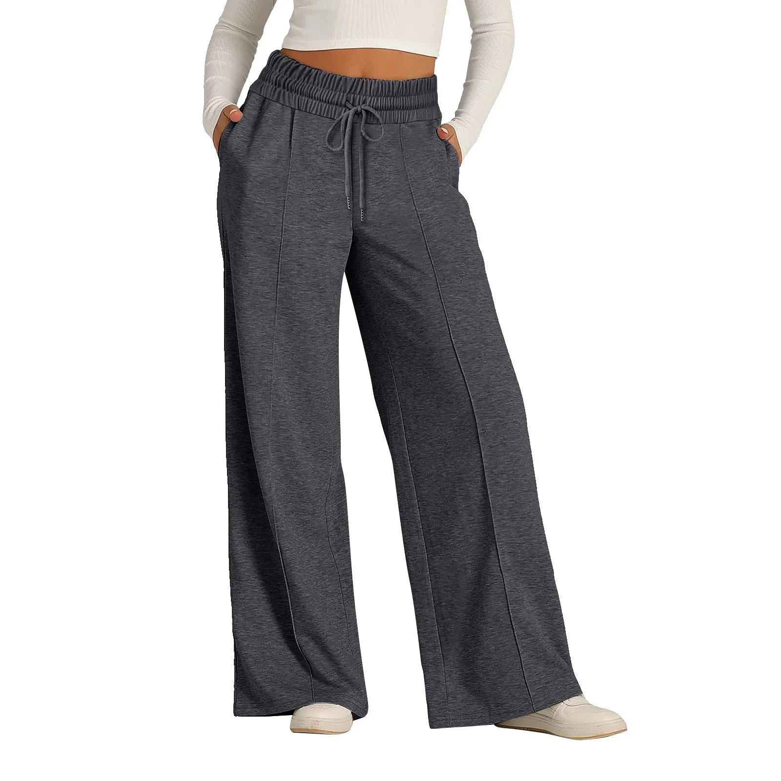 Wide Leg Pants For Women’S Fleece Lined Sweatpants Straight Pants Bottom All-Math Plain Fitness Joggers Pants Travel Basic