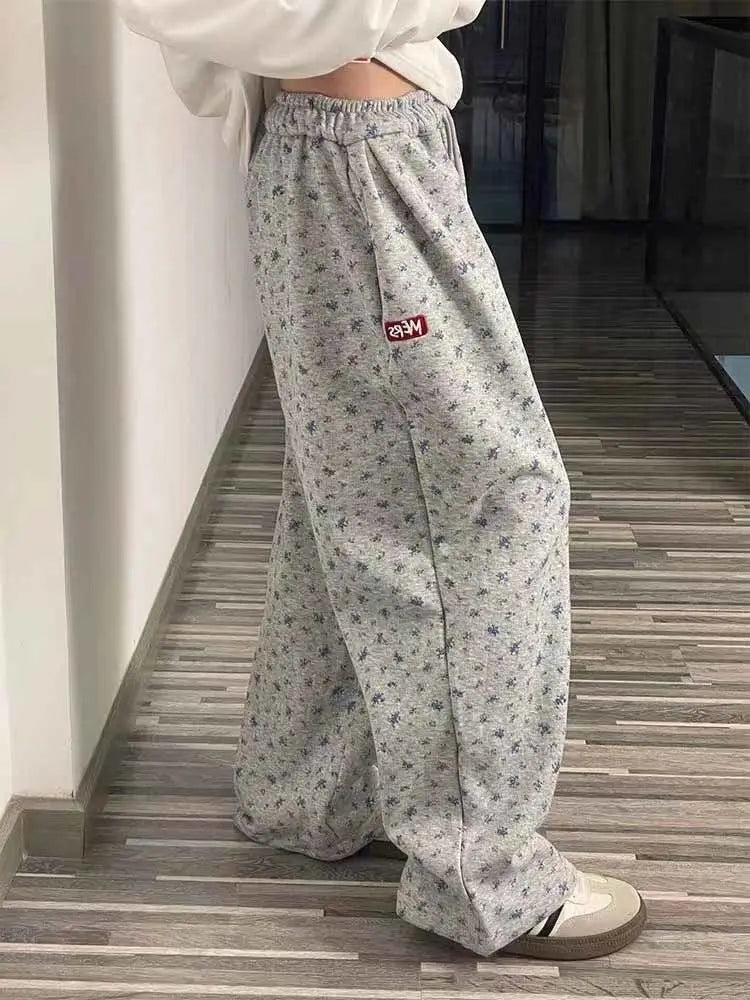 Wide Leg Pants Women Drawstring Design Loose Plus Velvet Warm College Students Autumn Winter All-match Elastic Waist Fashion Ins