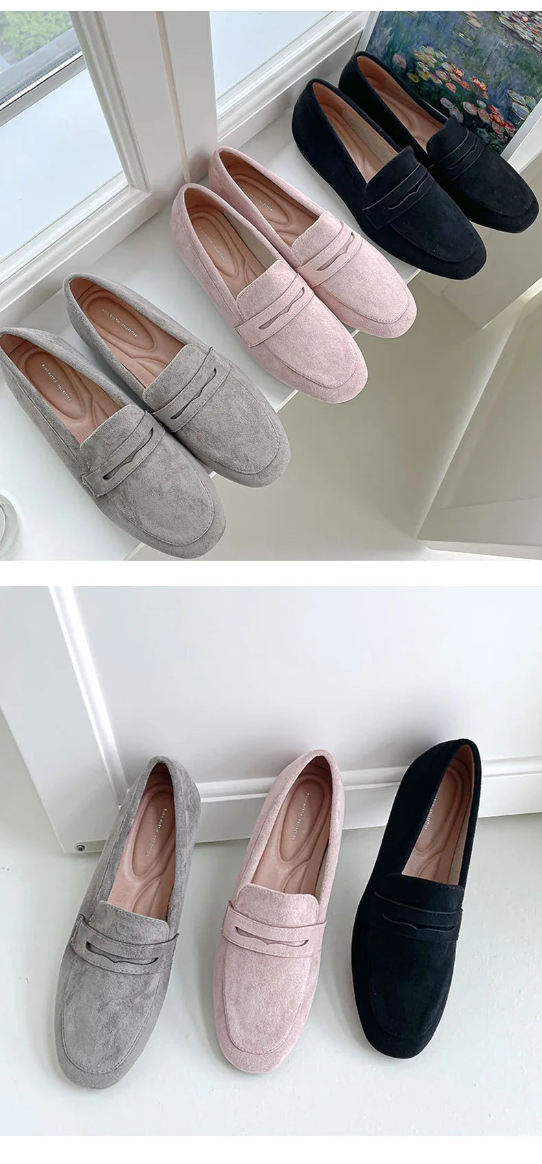 2022 New Women Flat Shoes Woman Loafers Spring Autumn Casual Suede Slip on Woman Shoe Comfortable Lightweight Shoe Mujer Sapato