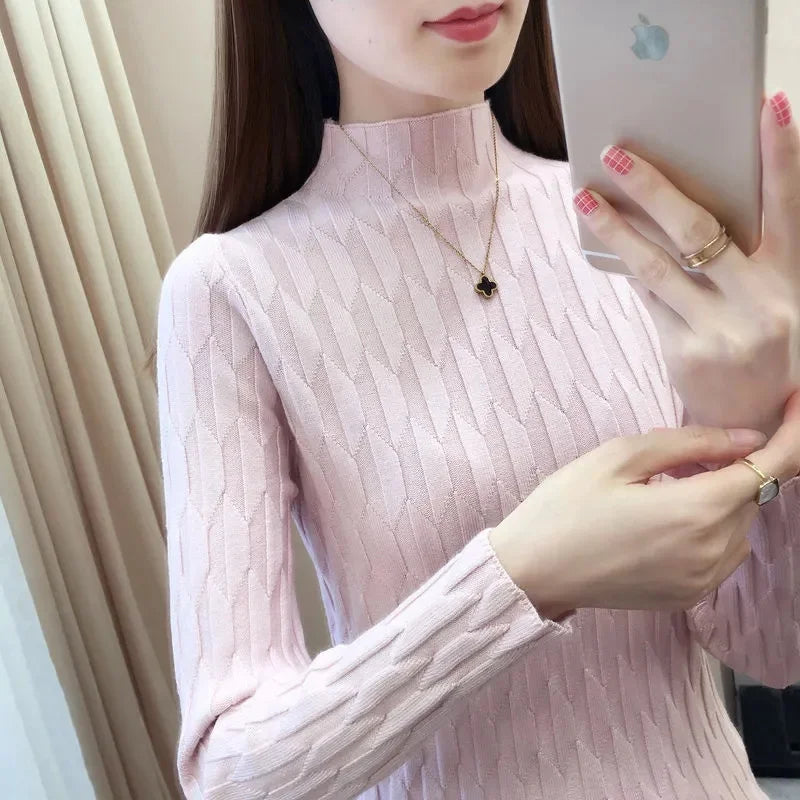 2023 Autumn Winter Turtleneck Thick Sweater Women Knitted Pullover Sweaters Long Sleeve Slim Jumper Soft Warm Pull Femme