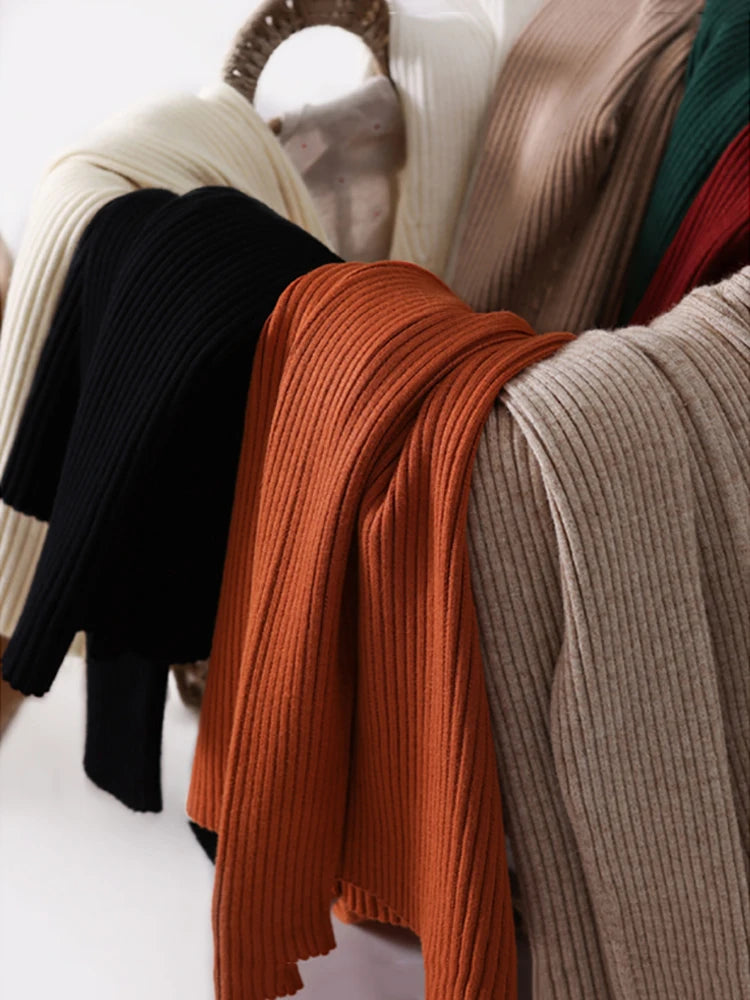 2025 Women Pullovers Autumn Winter Turtleneck Sweater Women Fashion Chic Knitted Tops Long Sleeve Jumper Pull Femme Clothing