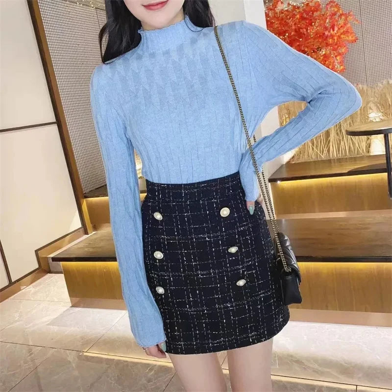 2023 Autumn Winter Turtleneck Thick Sweater Women Knitted Pullover Sweaters Long Sleeve Slim Jumper Soft Warm Pull Femme