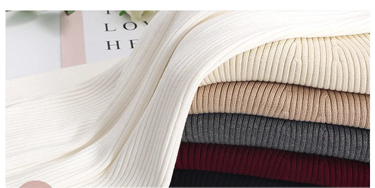 2025 Women Pullovers Autumn Winter Turtleneck Sweater Women Fashion Chic Knitted Tops Long Sleeve Jumper Pull Femme Clothing