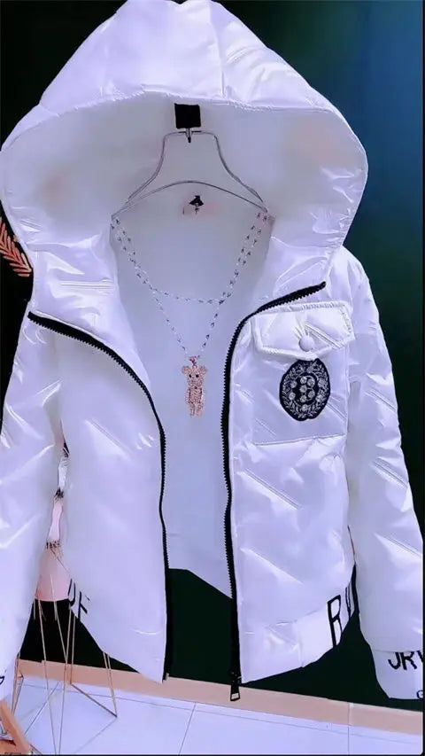 Autumn Winter 2025 New Women Jacket Bright Cotton Clothes Parkas Fashion Hooded Coat