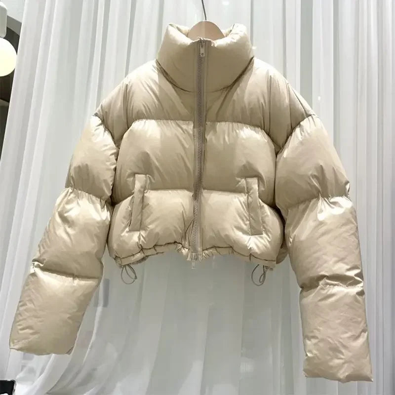 Women's Short Loose Thickened Cotton Jacket Stand Collar Fashionable Autumn Winter Outerwear Bread Style Small Size Friendly