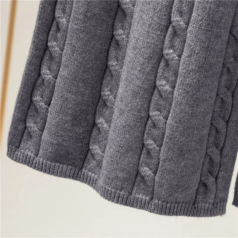 Winter Knitted Wide Leg Pants Women High Waist Drop Loose Knitted Straight Leg Pants Casual Cropped Wide Leg Pants Female Tops