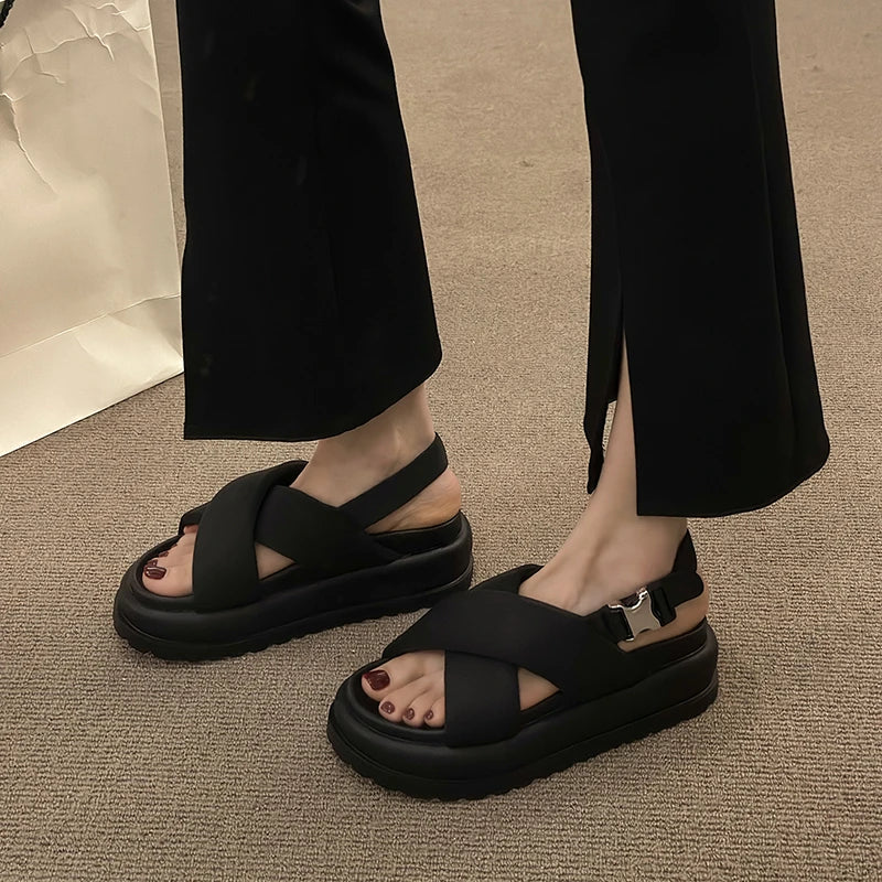 Female Sandals Comfort Shoes for Women 2025 New Elegant Summer Shoes Girls New Thick Beach Fashion Sandals